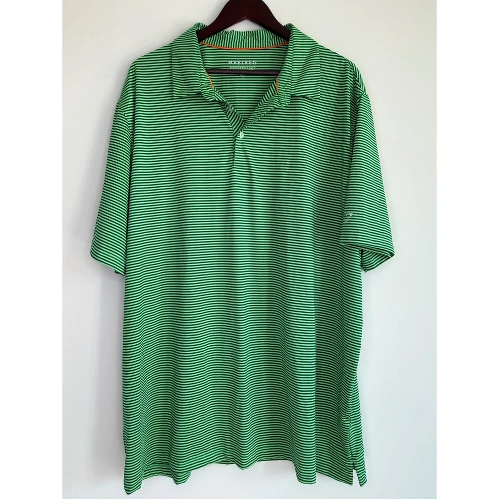 MAELREG Performance Polo Striped Technical Mens 3XL Green Golf Pickleball Preppy